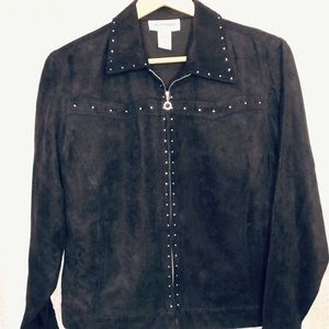 C.D. PETITES microsuede shirt-jacket